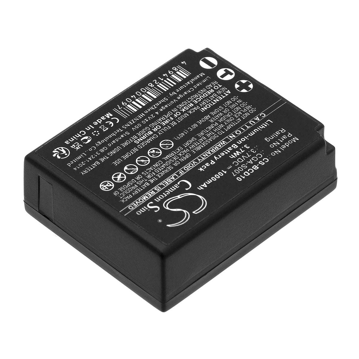Replacement Battery for Panasonic Lumix DMC-TZ1EG-S – Camera – 1000mAh / 3.7V