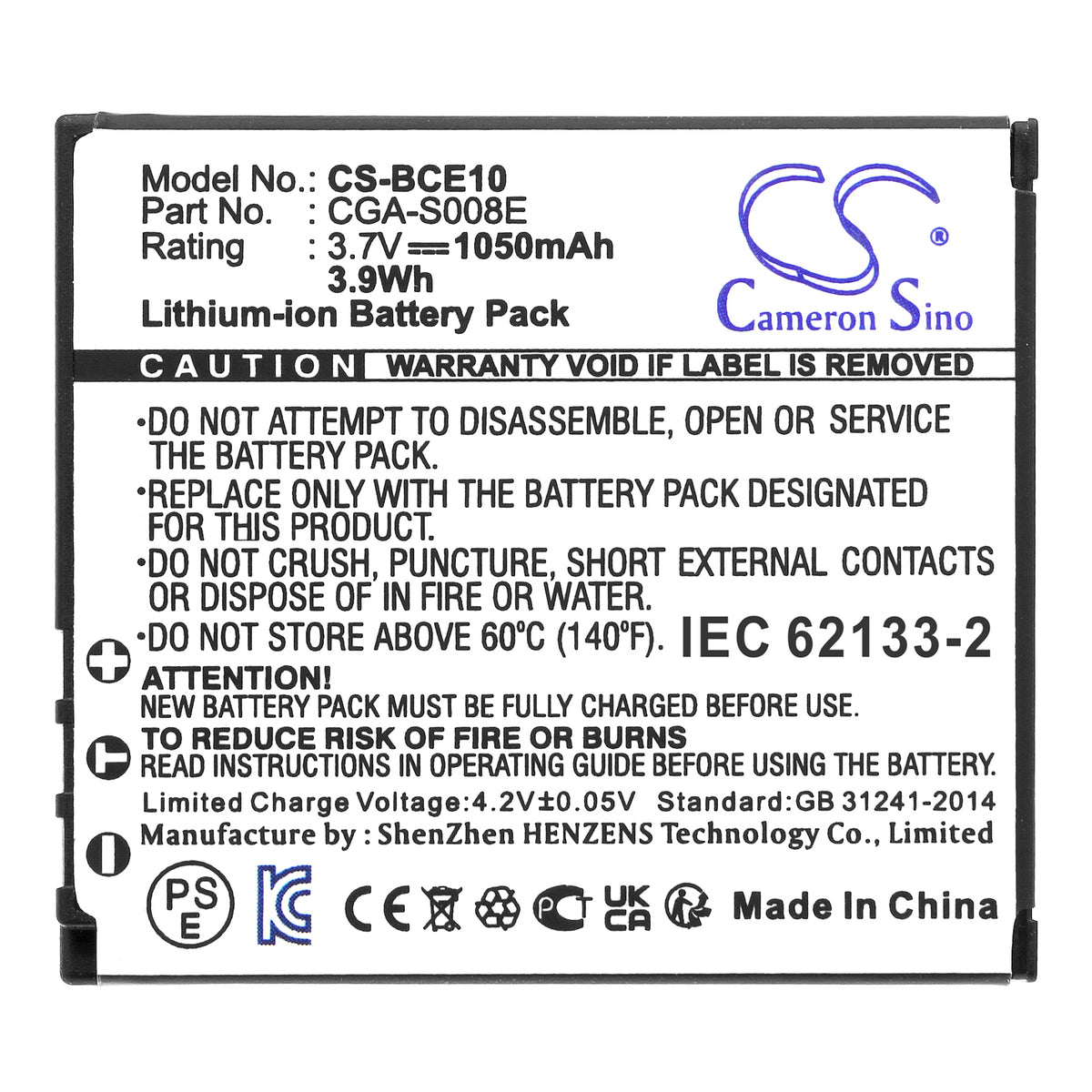 Replacement Battery for Panasonic | Leica | Ricoh Lumix DMC-FX30EG-T – Camera – 1050mAh / 3.7V