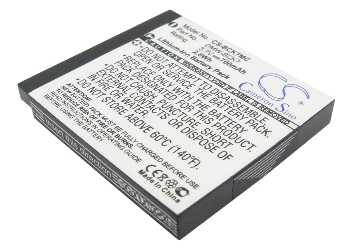 Replacement Battery for Panasonic  
Lumix DMC-FP77 – Camera – 700mAh / 2.6Wh / 3.7V