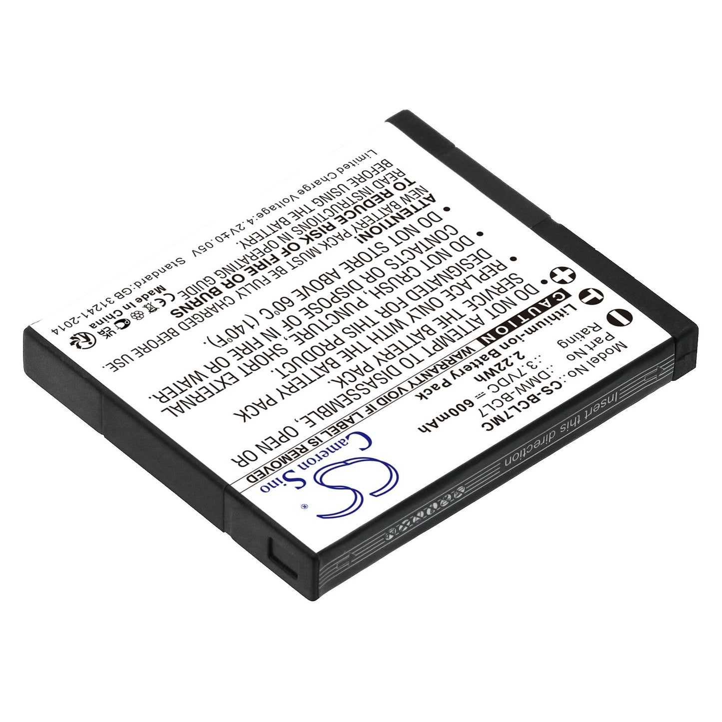 Replacement Battery for Panasonic  Lumix DMC-F5 – Camera – 600mAh/2.22Wh / 3.7V