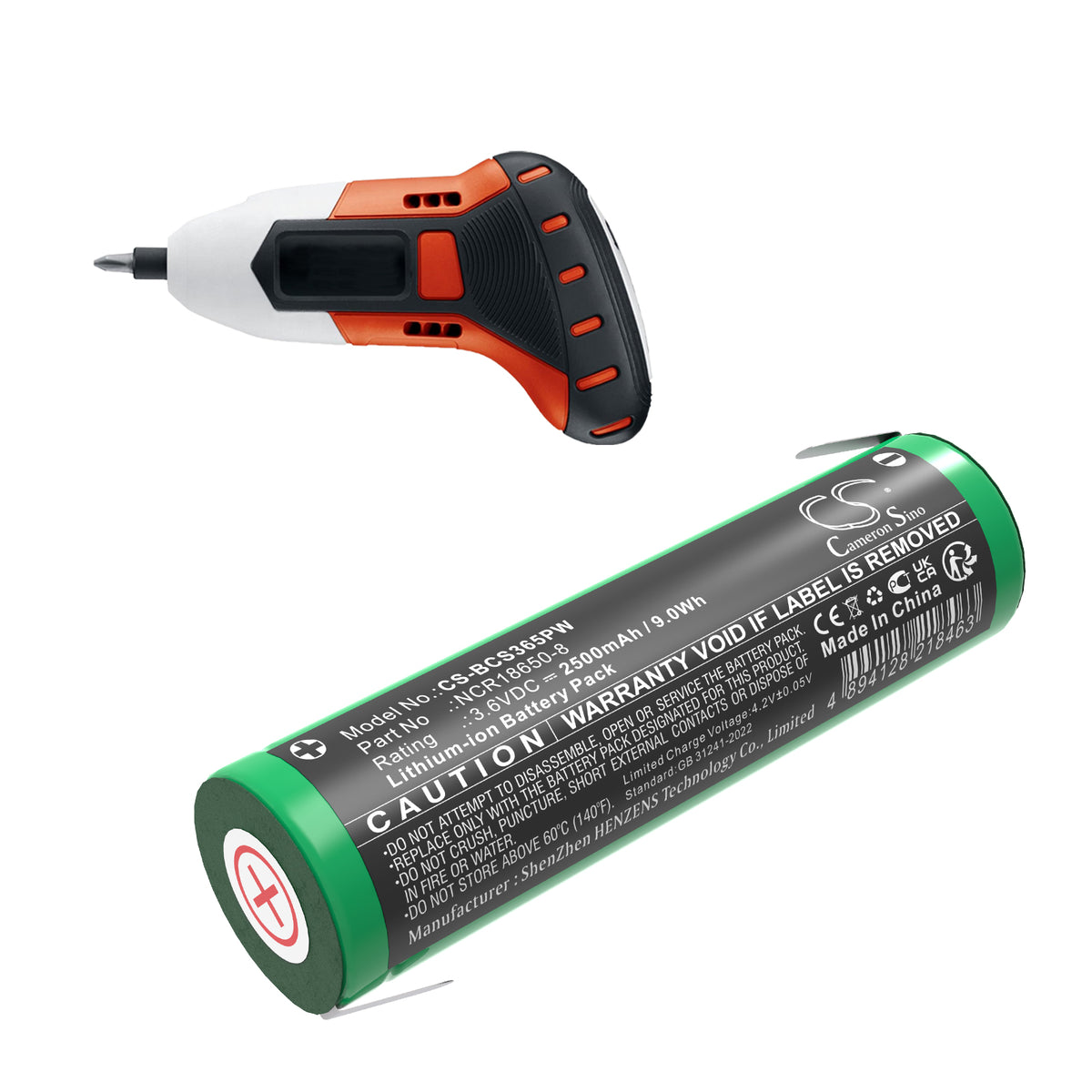 Replacement Battery for Black & Decker BDCS40G Type 1 – Power Tool – 2500mAh / 3.6V