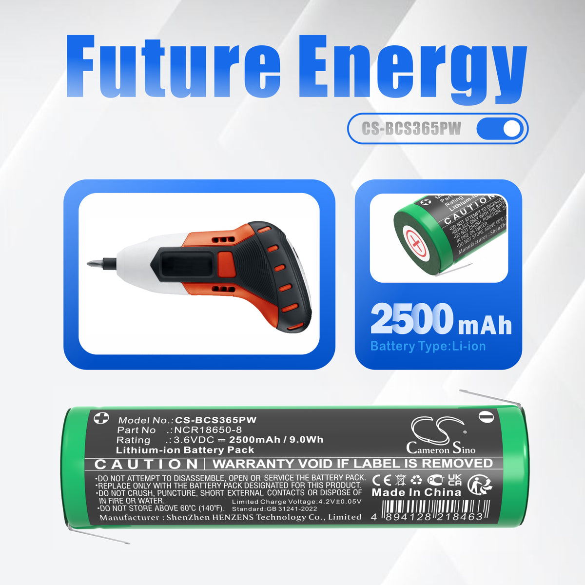 Replacement Battery for Black & Decker BDCS40G Type 1 – Power Tool – 2500mAh / 3.6V