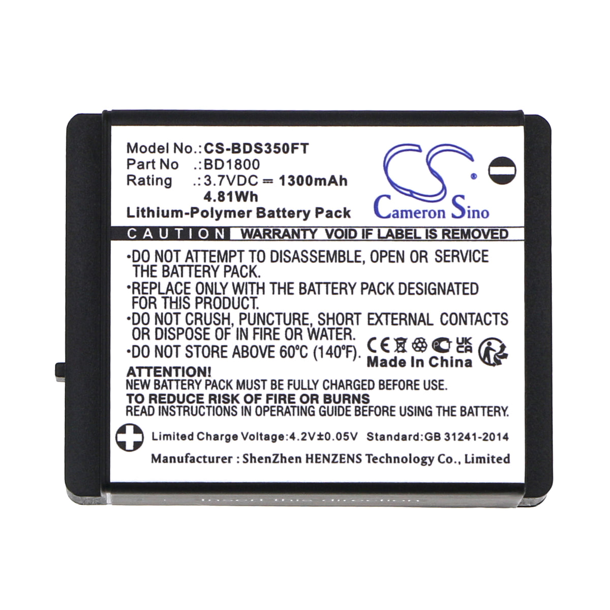 Replacement Battery for Nitecore | Coast | Black Diamond UT27 – Flashlight – 1300mAh / 3.7V
