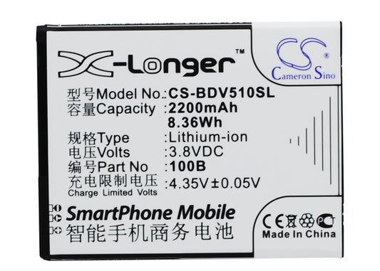 Replacement Battery for 100+ | Baidu Cloud V5 – Mobile, SmartPhone – 2200mAh / 3.8V