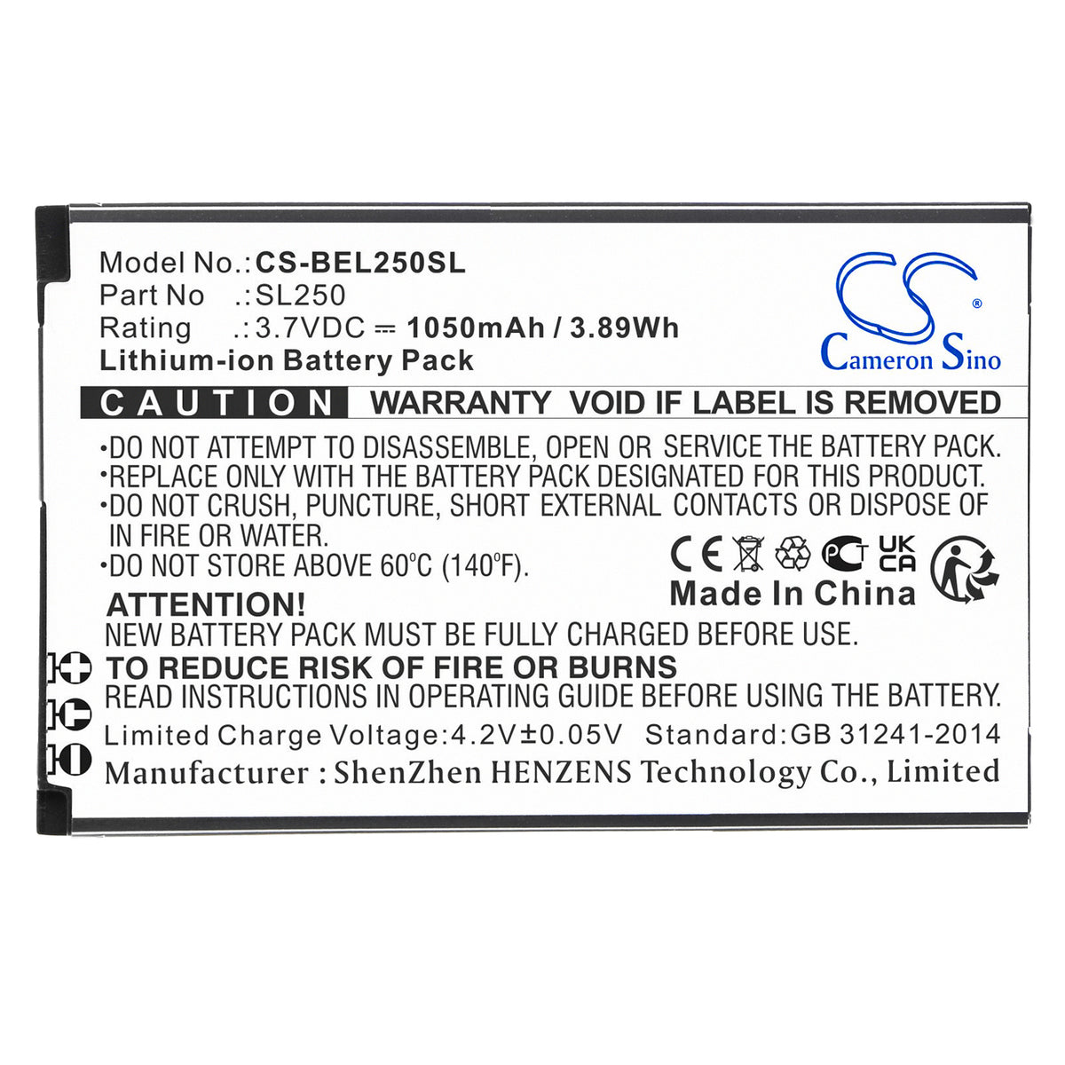Replacement Battery for Bea-fon SL250 – Mobile, SmartPhone – 1050mAh / 3.7V