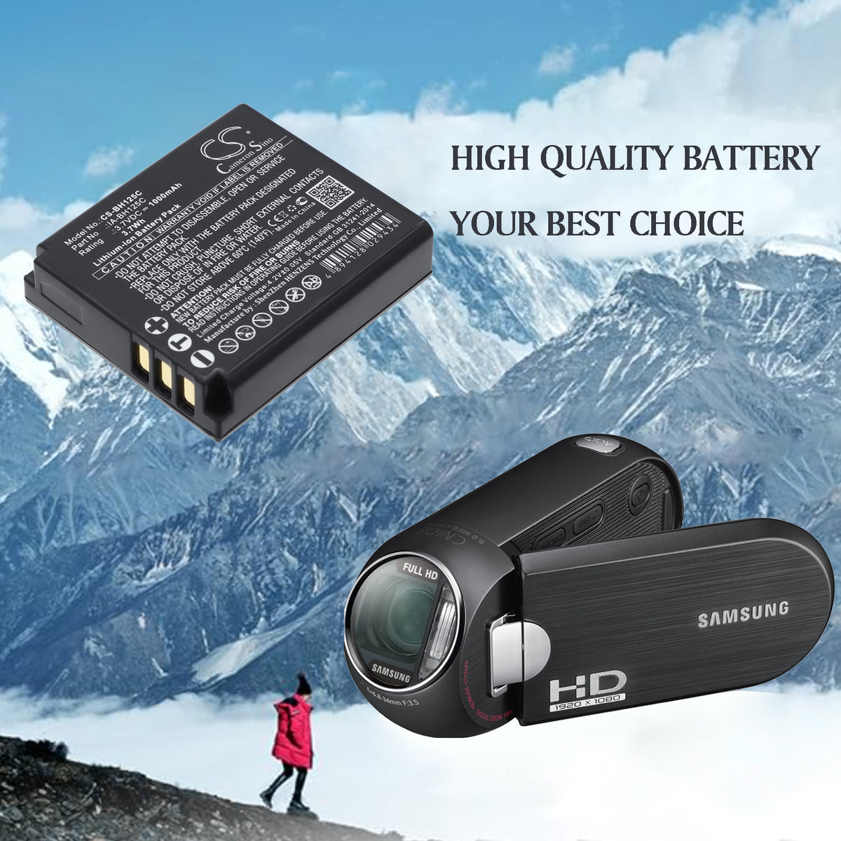 Replacement Battery for Samsung HMX-R10 – Camera – 1000mAh / 3.7V