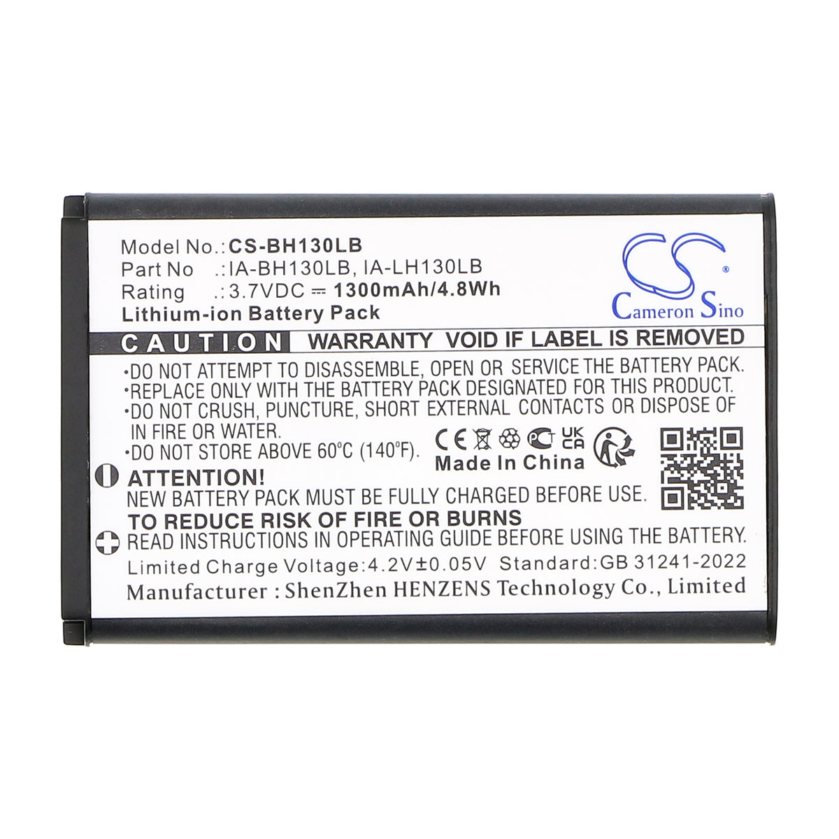 Replacement Battery for Samsung SMX-C14 – Camera – 1300mAh / 3.7V