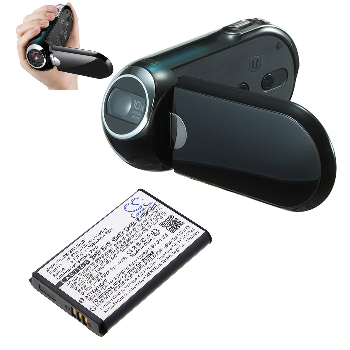 Replacement Battery for Samsung SMX-C14 – Camera – 1300mAh / 3.7V
