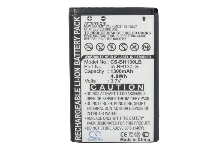 Replacement Battery for Samsung  
HMX-U20 – Camera – 1300mAh/4.8Wh / 3.7V