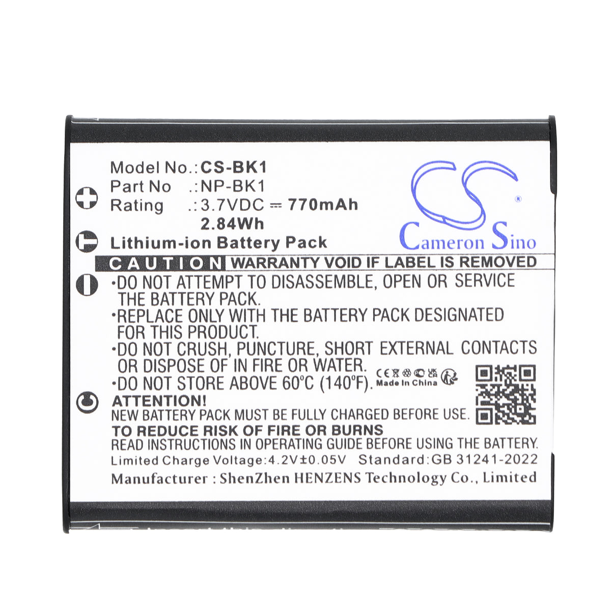 Replacement Battery for Sony CyberShot DSC-S750 – Camera – 770mAh / 3.7V