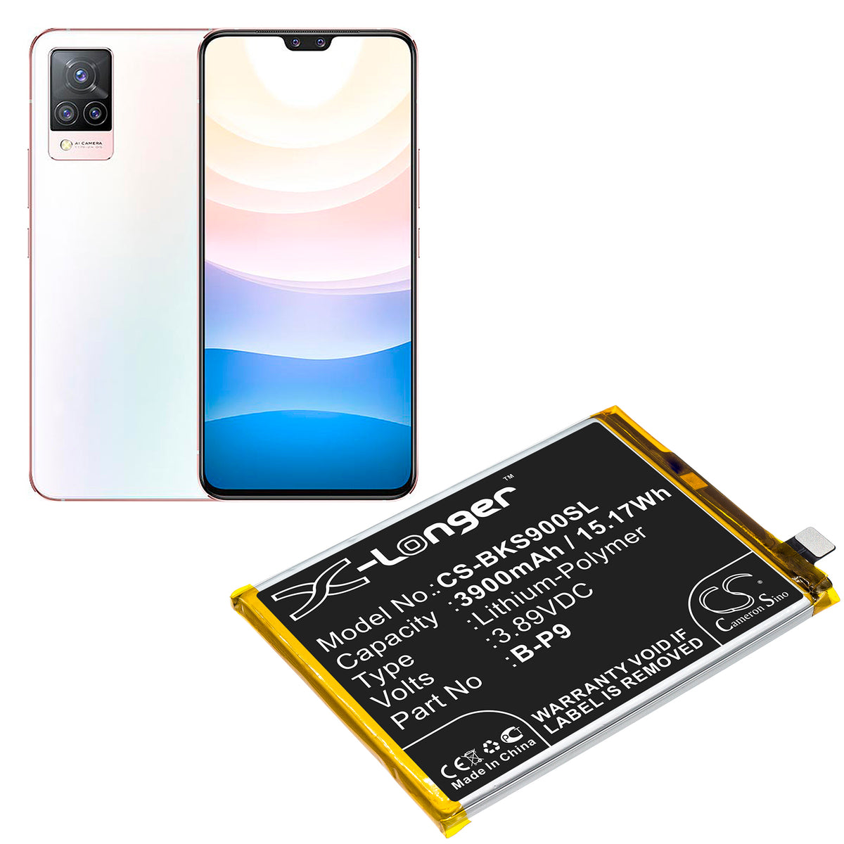 Replacement Battery for Vivo S9 – Mobile, SmartPhone – 3900mAh / 3.89V