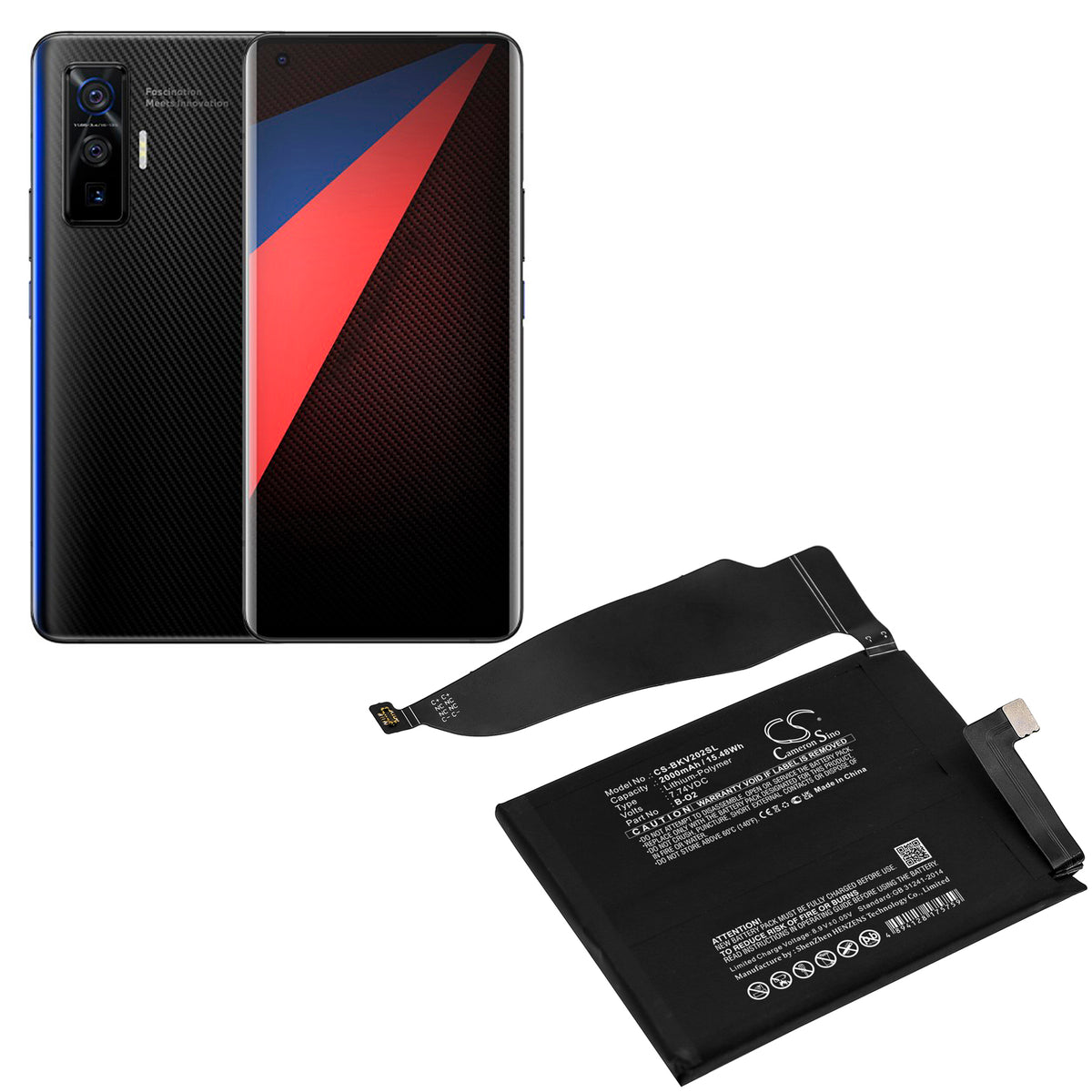 Replacement Battery for Vivo IQOO 5 Pro – Mobile, SmartPhone – 2000mAh / 7.74V