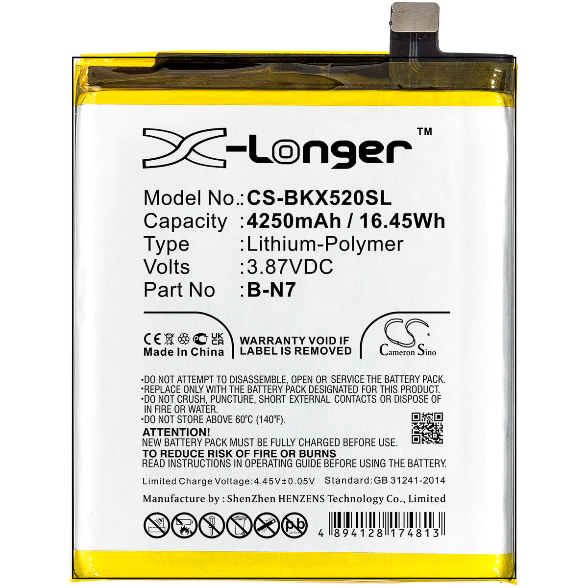 Replacement Battery for Vivo X50 Pro+ – Mobile, SmartPhone – 4250mAh / 3.87V