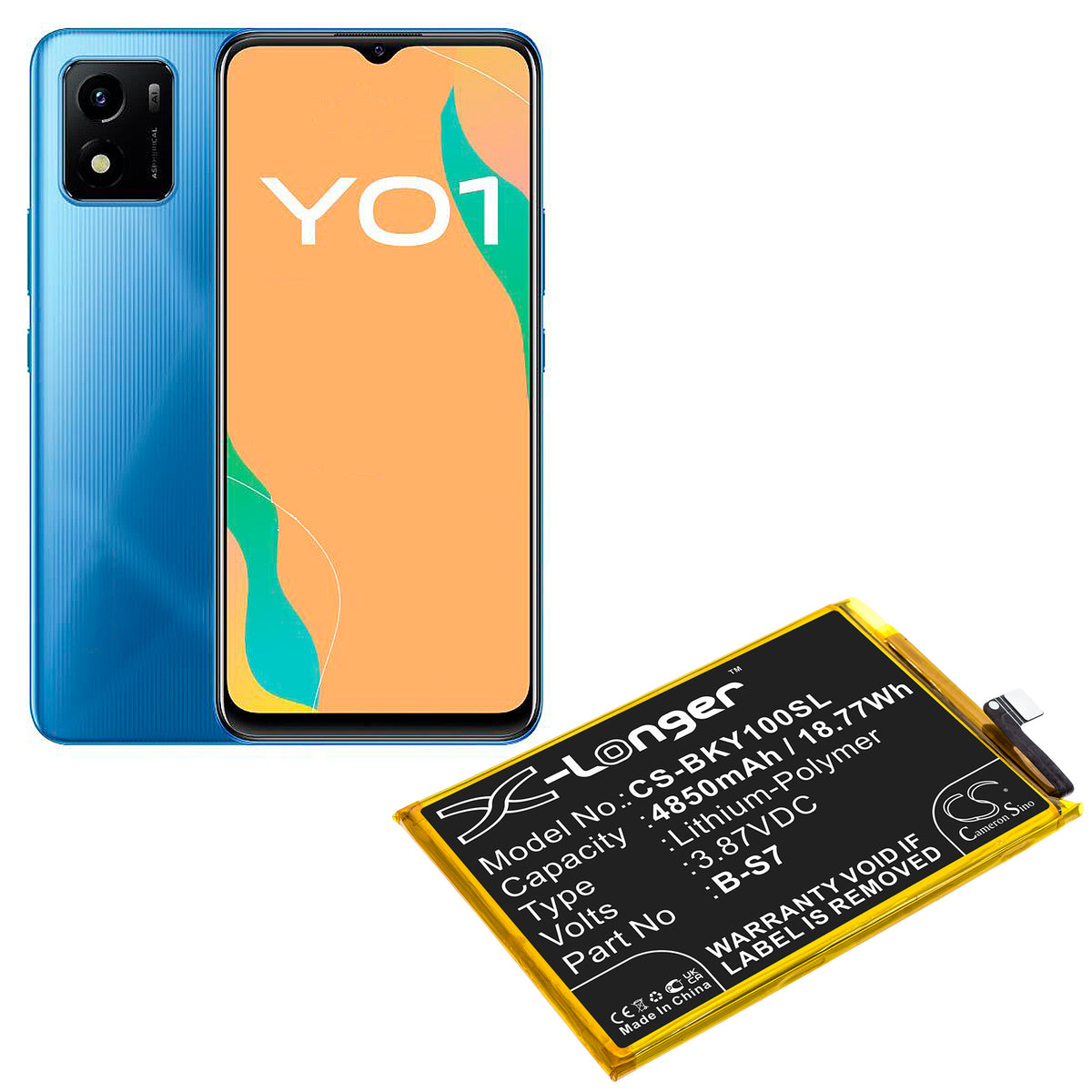 Replacement Battery for Vivo Y01 – Mobile, SmartPhone – 4850mAh / 3.87V