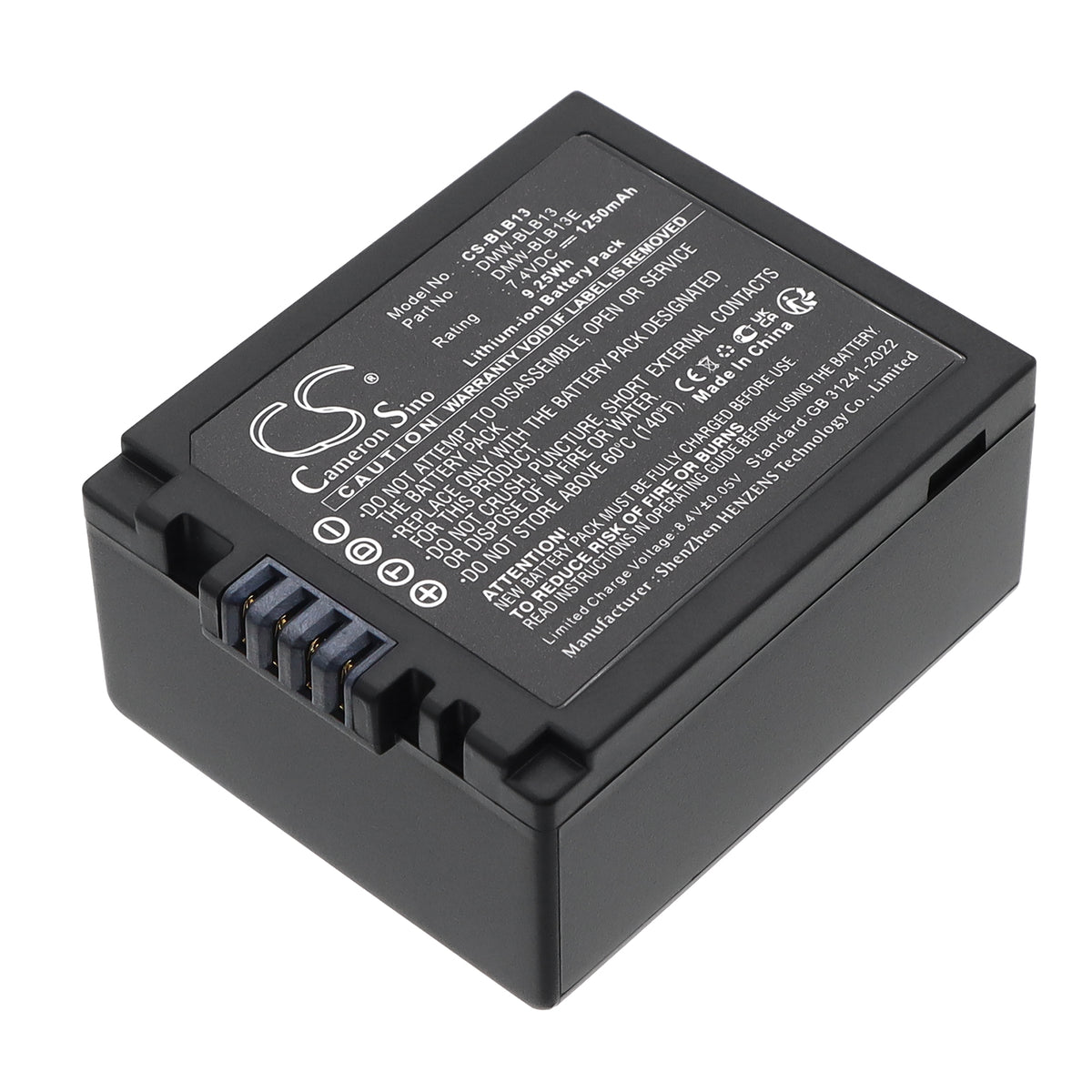 Replacement Battery for Panasonic Lumix DMC-G1 SLR – Camera – 1250mAh / 7.4V