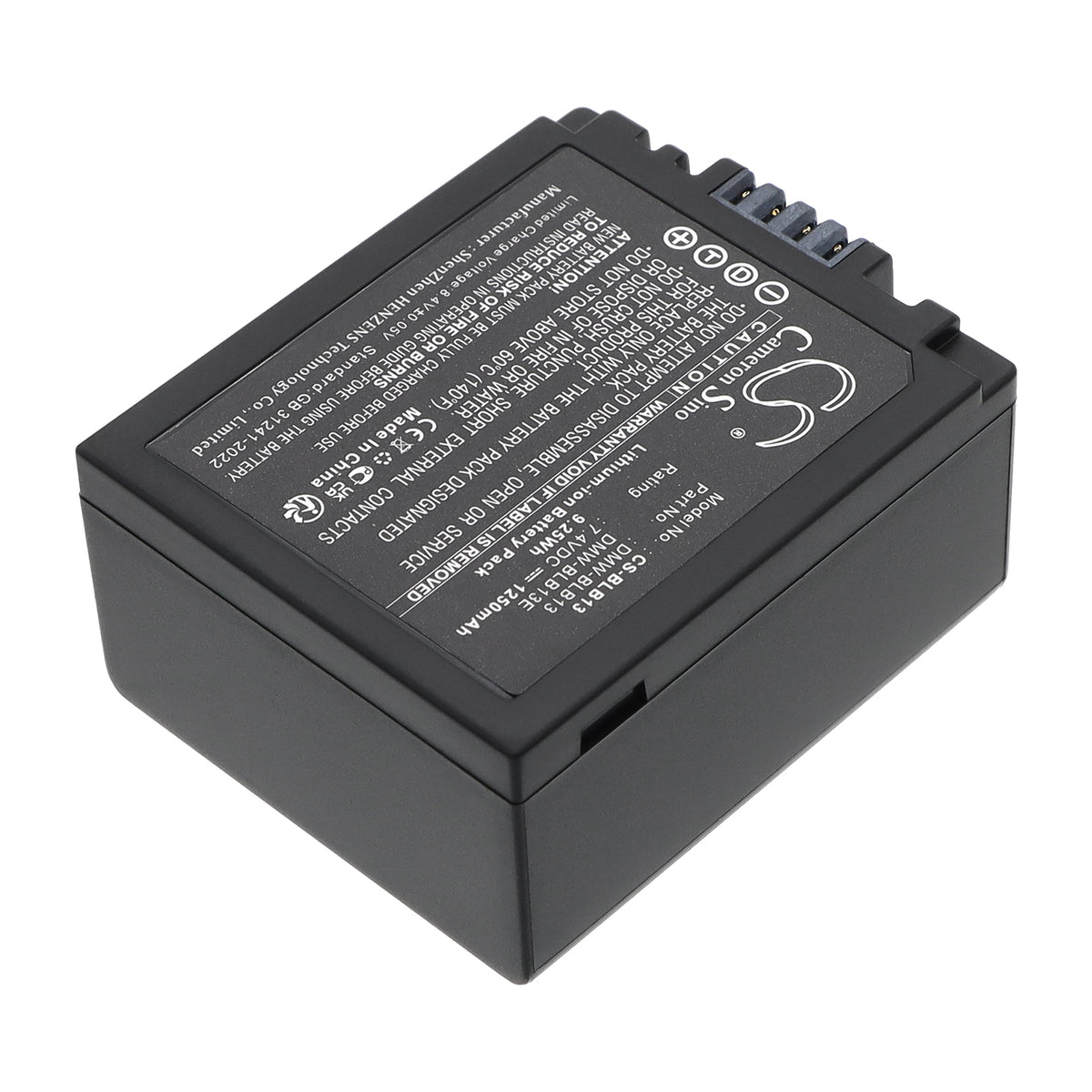 Replacement Battery for Panasonic Lumix DMC-G1 SLR – Camera – 1250mAh / 7.4V