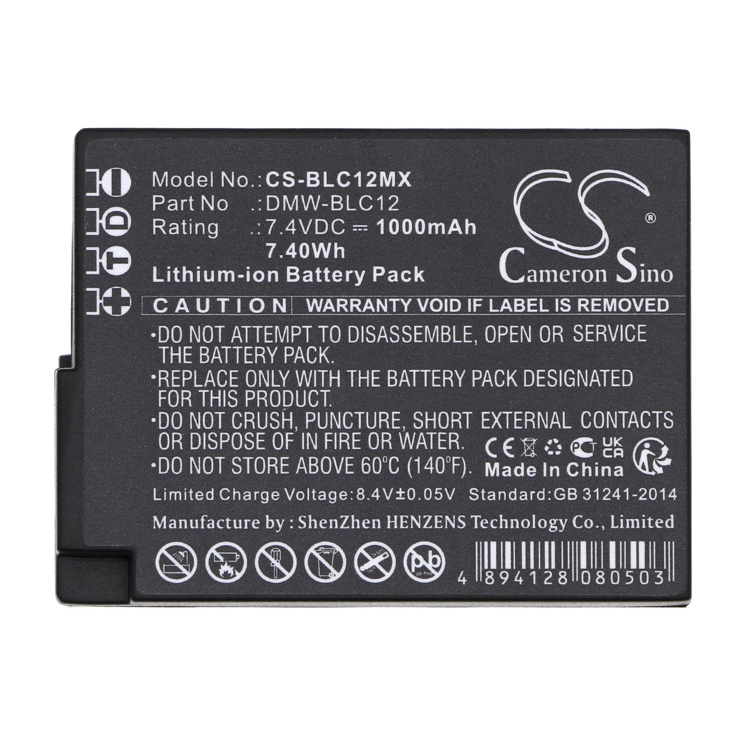 Replacement Battery for Panasonic  Lumix DMC-FZ1000 – Camera – 1000mAh / 7.40Wh / 7.4V