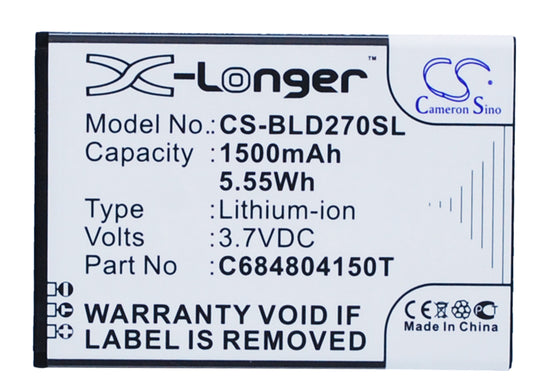 Replacement Battery for BLU Dash 4.0 – Mobile, SmartPhone – 1500mAh / 3.7V