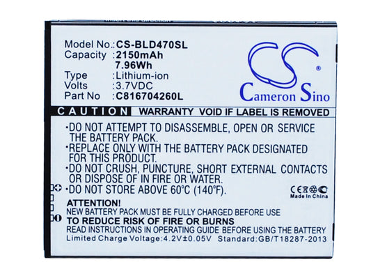 Replacement Battery for BLU Dash 5.5 – Mobile, SmartPhone – 2150mAh / 3.7V