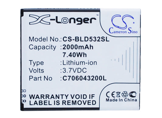 Replacement Battery for BLU Studio 5.0C HD – Mobile, SmartPhone – 2000mAh / 3.7V