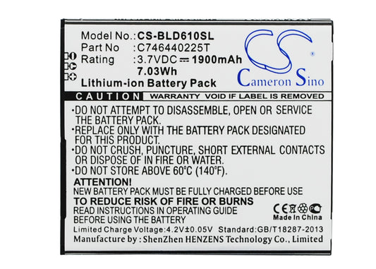 Replacement Battery for BLU Studio 5.5 – Mobile, SmartPhone – 1900mAh / 3.7V