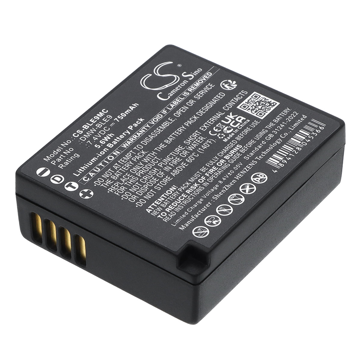 Replacement Battery for Panasonic Lumix DMC-GF3 – Camera – 750mAh / 7.4V