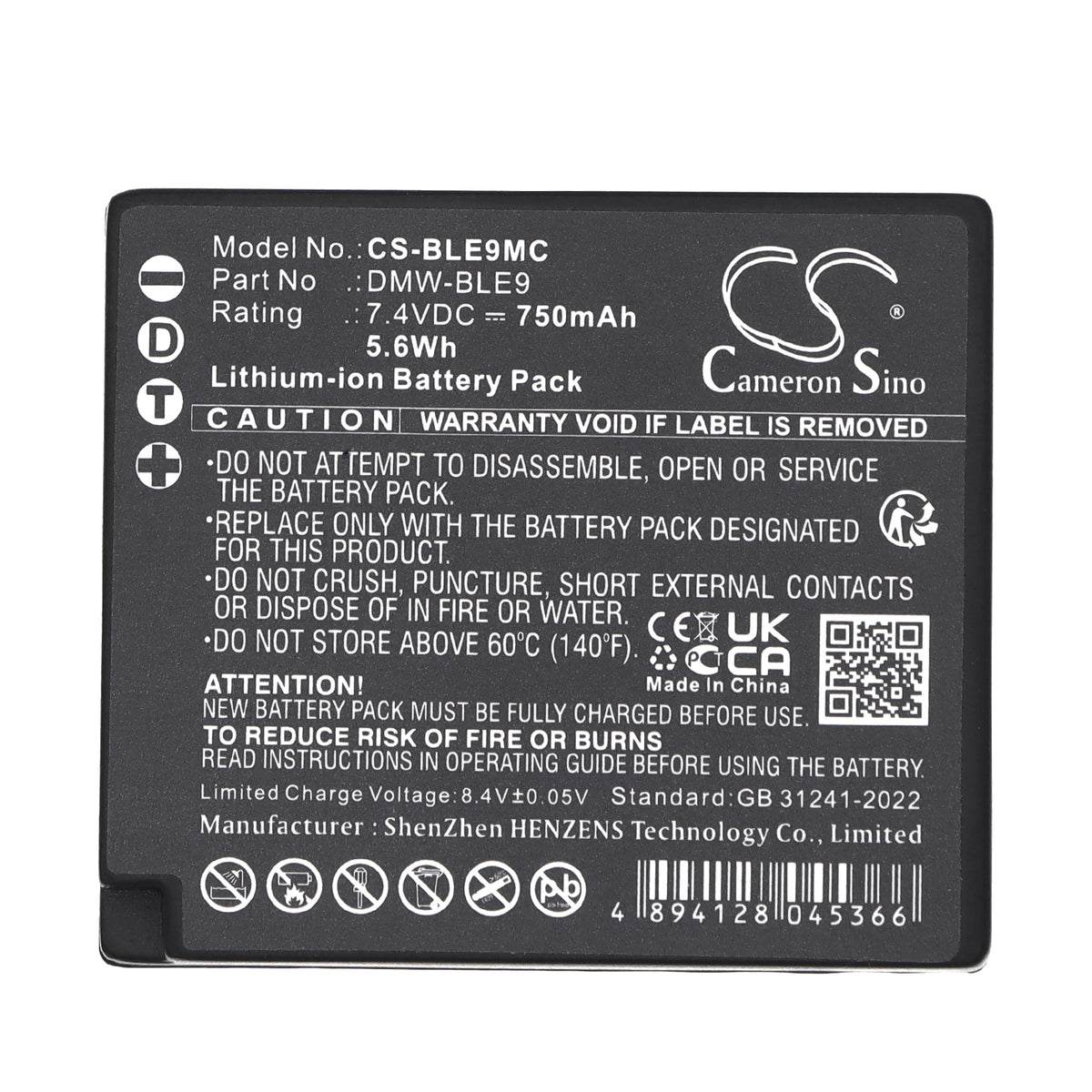 Replacement Battery for Panasonic Lumix DMC-GF3 – Camera – 750mAh / 7.4V