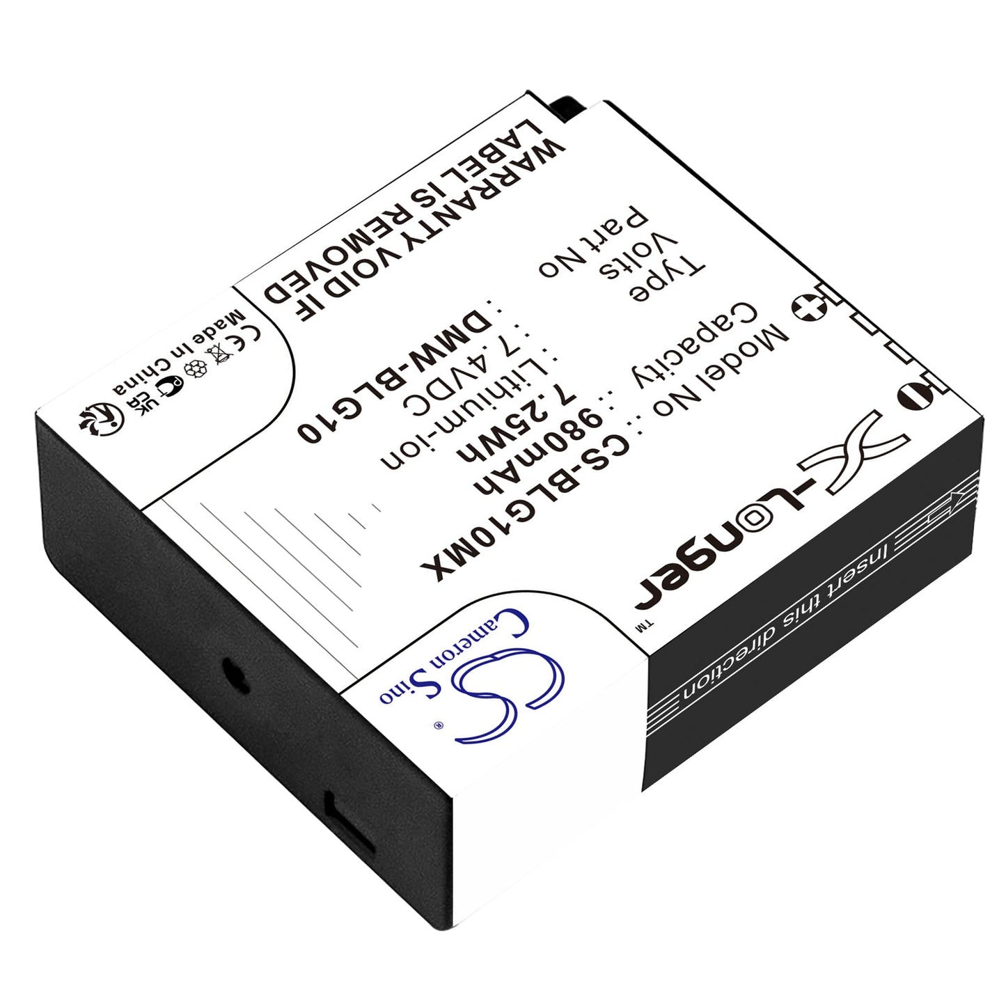 Replacement Battery for Panasonic  Lumix DMC-GF3 – Camera – 980mAh / 7.25Wh / 7.4V