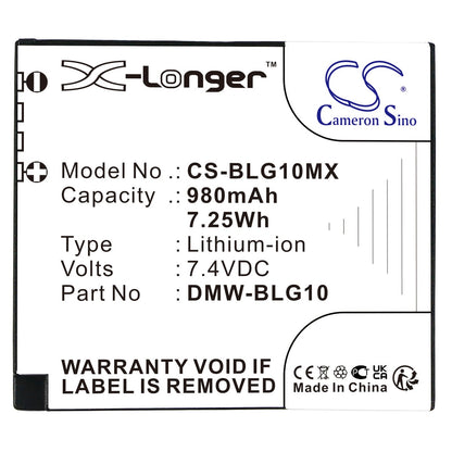 Replacement Battery for Leica  D-Lux Type 109 – Camera – 980mAh / 7.25Wh / 7.4V