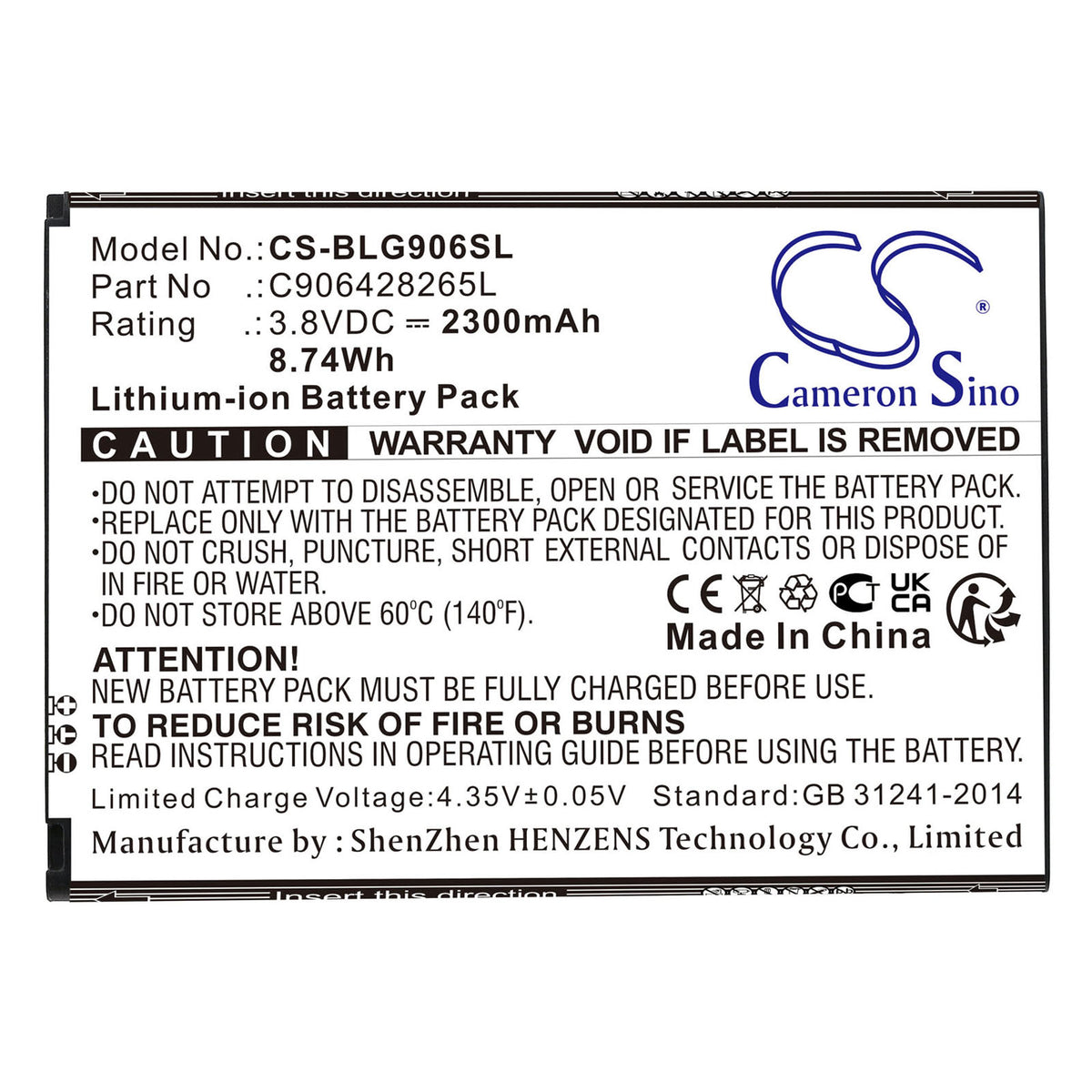 Replacement Battery for BLU Grand XL – Mobile, SmartPhone – 2300mAh / 3.8V