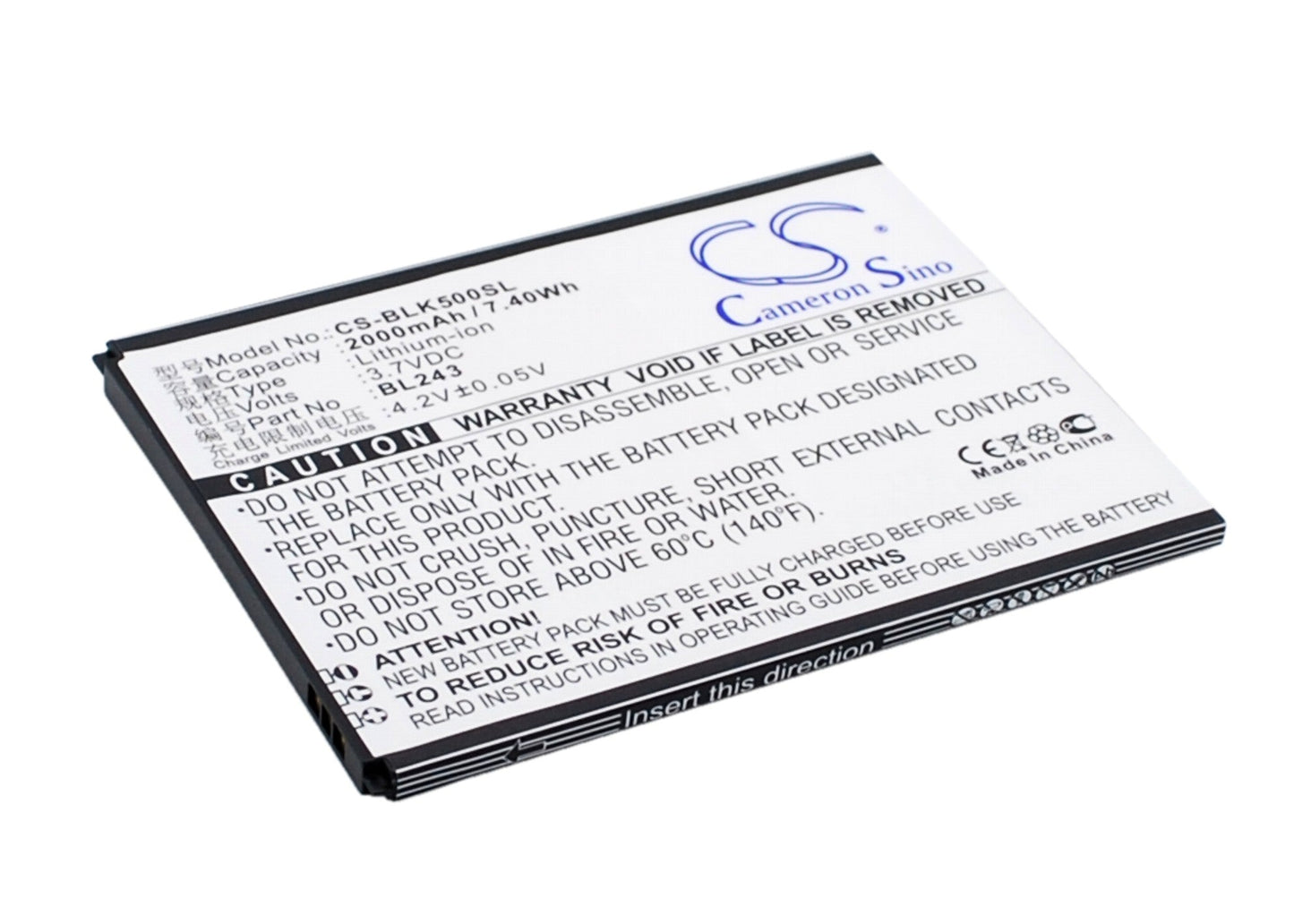Replacement Battery for Lenovo  K3 Note – Mobile, SmartPhone – 2000mAh / 7.4 Wh / 3.7V