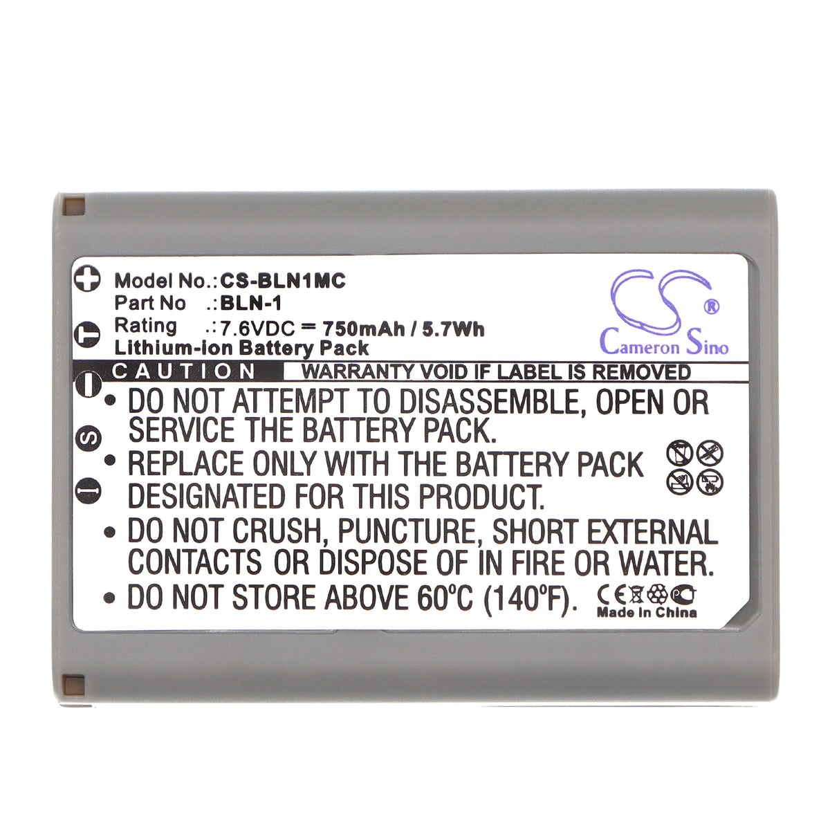 Replacement Battery for Olympus E-M5 – Camera – 750mAh / 7.6V