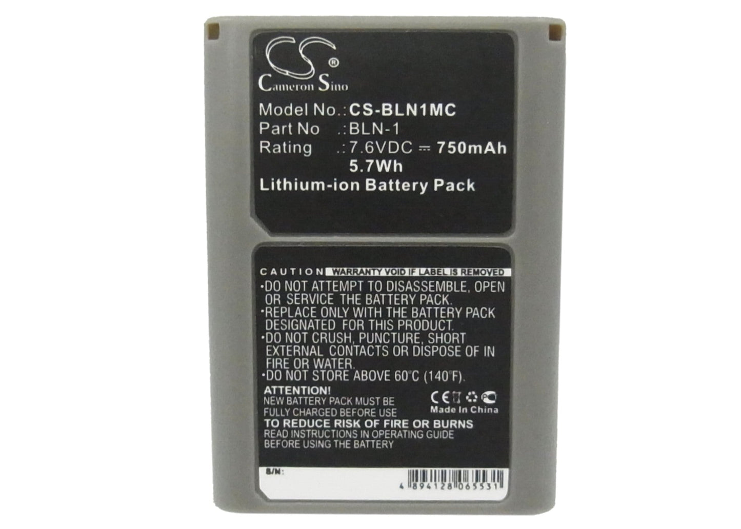 Replacement Battery for Olympus  EM1 II – Camera – 750mAh / 5.70Wh / 7.6V