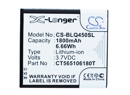 Replacement Battery for BLU Quattro 4.5 – Mobile, SmartPhone – 1800mAh / 3.7V