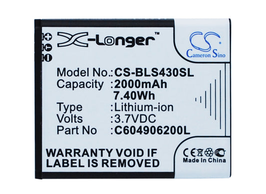 Replacement Battery for BLU Sport 4.5 – Mobile, SmartPhone – 2000mAh / 3.7V