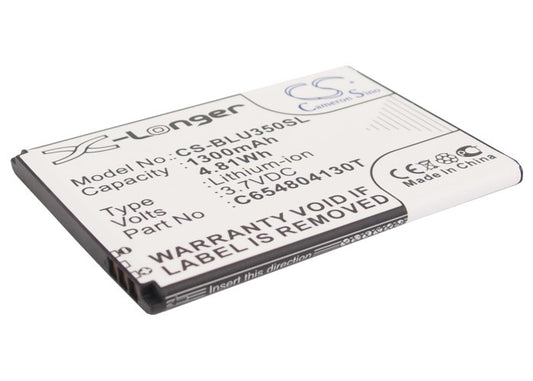 Replacement Battery for BLU DASH 3.5 – Mobile, SmartPhone – 1300mAh / 3.7V