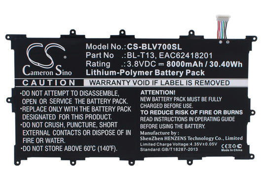 Replacement Battery for LG G Pad Tablet 10.1" – Tablet – 8000mAh / 3.8V - image 1