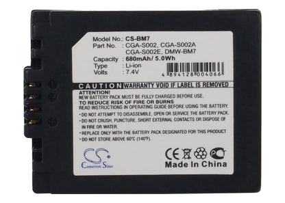 Replacement Battery for Panasonic  DMC-FZ10 – Camera – 680mAh / 7.4V