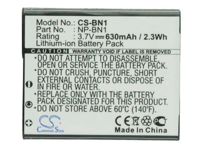 Replacement Battery for Sony  
        Cyber-shot DSC-T110P – Camera – 630mAh / 2.33Wh / 3.7V
