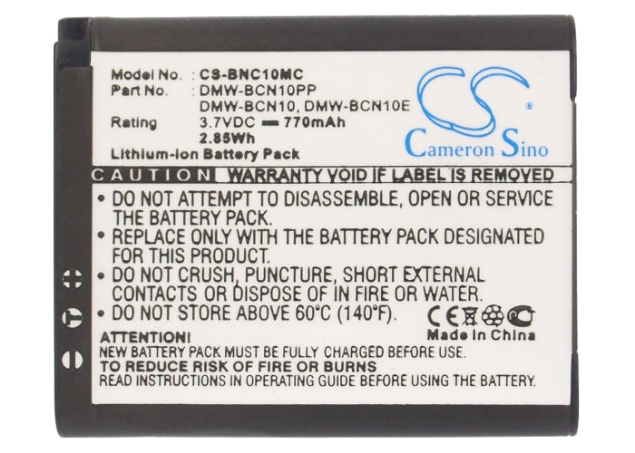 Replacement Battery for Panasonic  Lumix DMC-LF1 – Camera – 770mAh / 2.85Wh / 3.7V