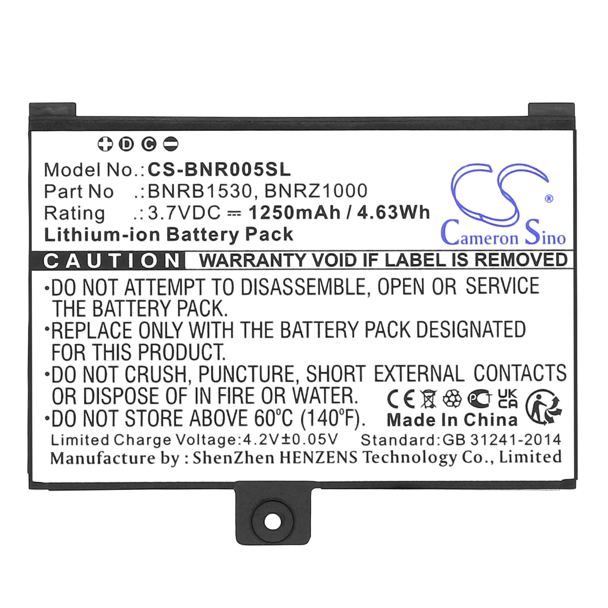 Replacement Battery for Barnes & Noble 005 – E-book, E-reader – 1250mAh / 3.7V
