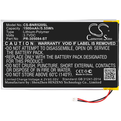 Replacement Battery for Barnes & Noble GlowLight 3 – E-book, E-reader – 1500mAh / 3.7V