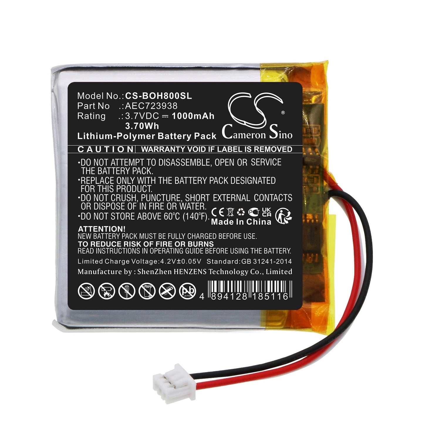 Replacement Battery for Bang & Olufsen  Beoplay H8i – Speaker – 1000mAh / 3.70Wh / 3.7V