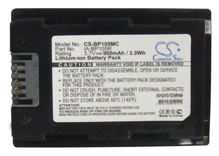 Replacement Battery for Samsung  HMX-F50BN – Camera – 900mAh / 3.33Wh / 3.7V
