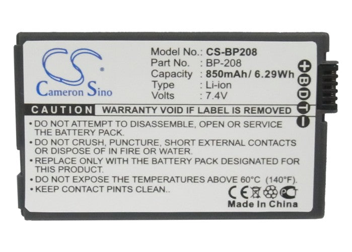Replacement Battery for Canon  DC10 – Camera – 850mAh / 7.4V