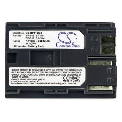 Replacement Battery for Canon  DM-MV100X – Camera – 2000mAh / 14.80Wh / 7.4V