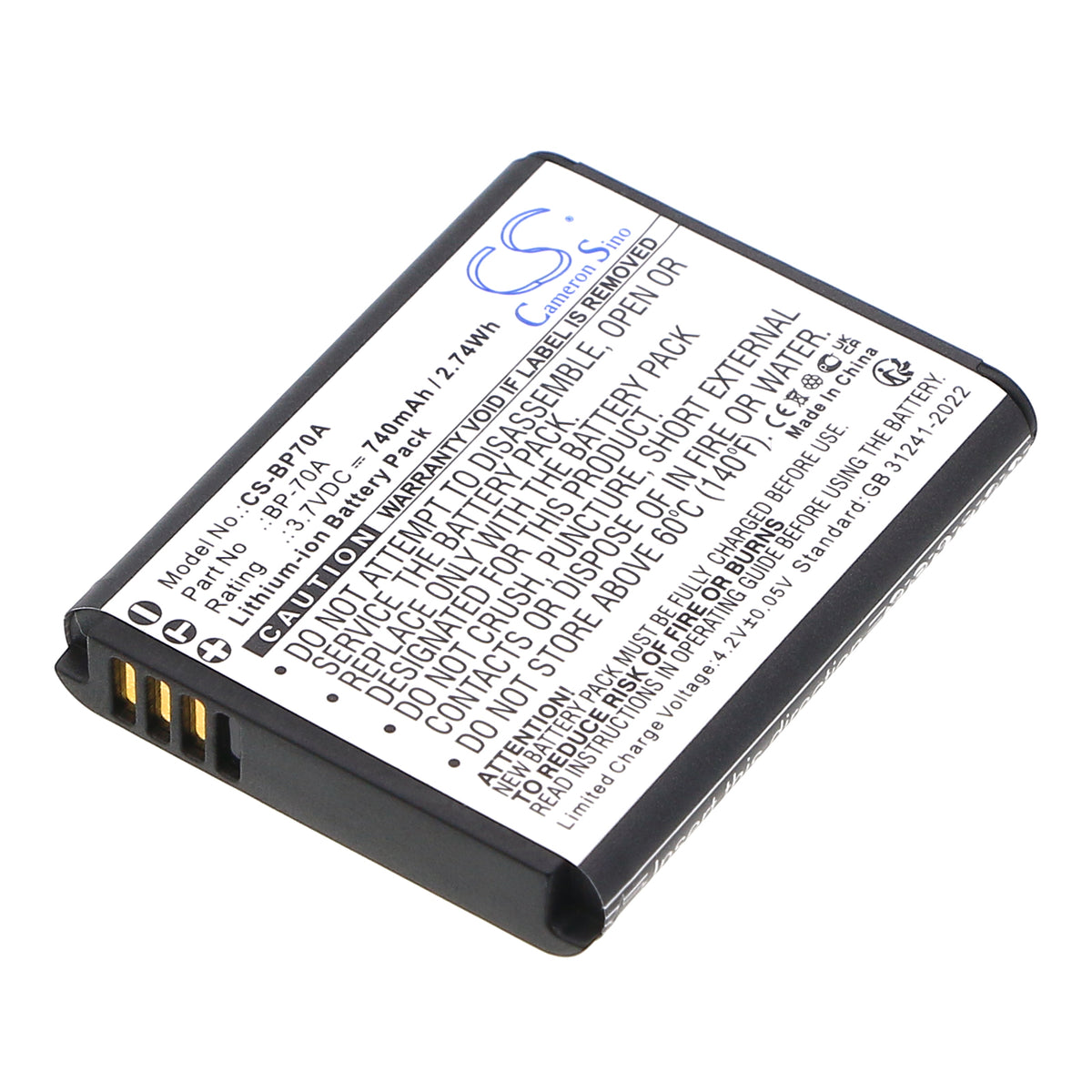 Replacement Battery for Samsung SL50 – Camera – 740mAh / 3.7V