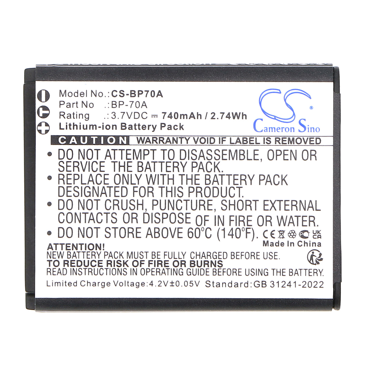 Replacement Battery for Samsung SL50 – Camera – 740mAh / 3.7V