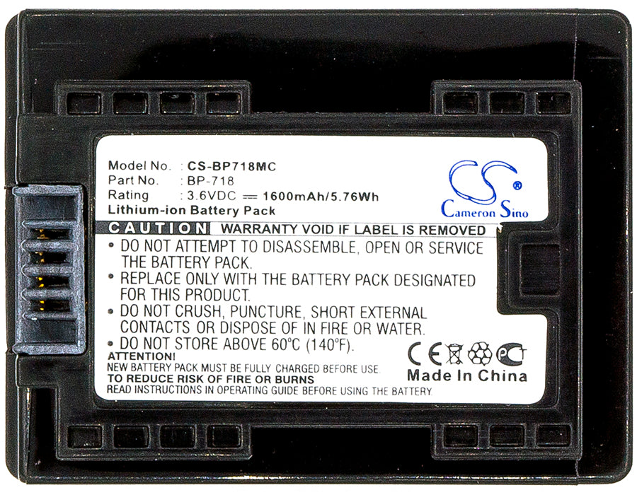 Replacement Battery for Canon VIXIA HF M52 – Camera – 1600mAh / 3.6V