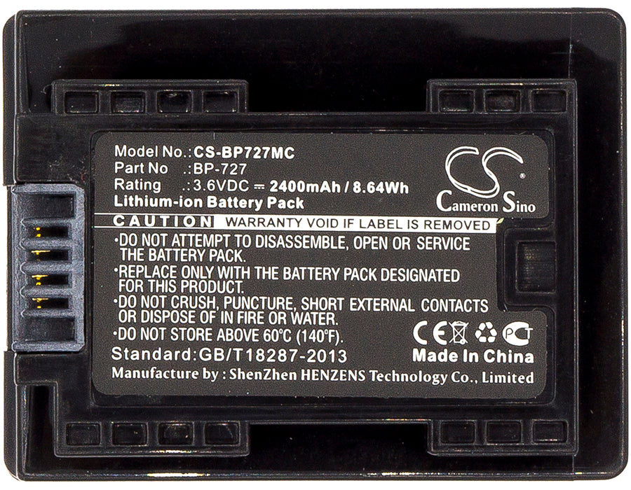 Replacement Battery for Canon VIXIA HF M52 – Camera – 2400mAh / 3.6V